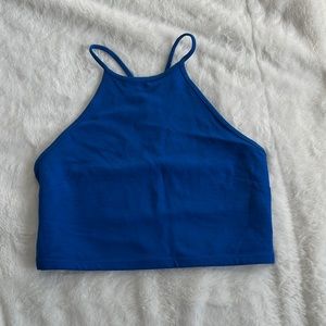 Blue solid Crop Top